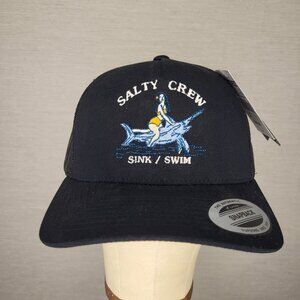 Salty Crew Broadbill Sink Swim Black Trucker Hat NWT